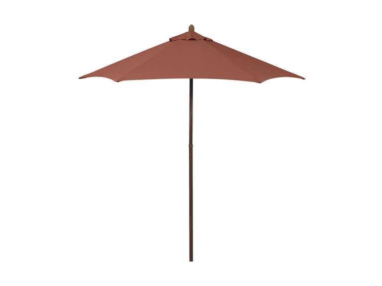 7.5-Foot Wood-Grained Steel Market Patio Umbrella with Push Lift in Brick Polyester