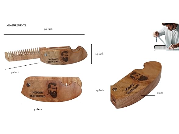 HOMNUT Sandalwood Hair Folding Comb