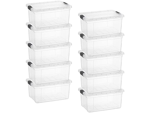 Superio Small Clear Storage Box with Lid, 6.6 Quart 10 Pack