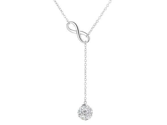 18K White Gold Ball Drop Necklace