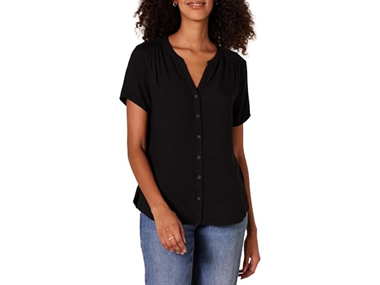 $6.99, Was $13.90, 49% Off! Amazon Essentials Women Relaxed-Fit V Neck Blouse dealfomo