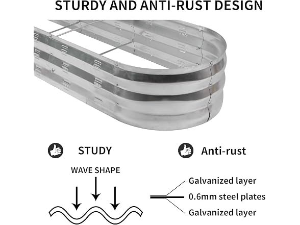 GADI 67-Inch Galvanized Raised Garden Bed