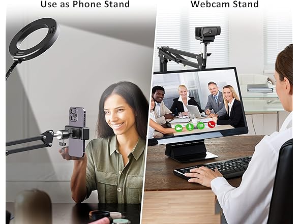 Overhead Phone Stand with Ring Light