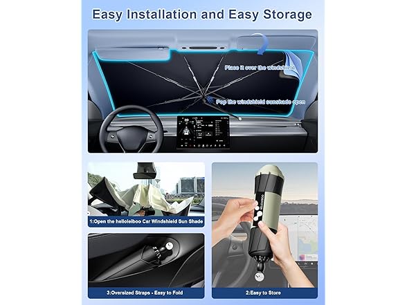 helloleiboo Car Windshield Sun Shade | 57"x32"