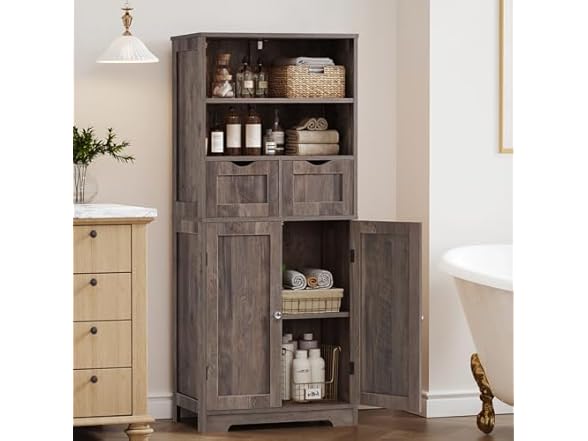 Rustic Gray, 2 Drawers, 11.8"D x 23.6"W x 49.6"H