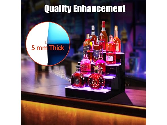 16'' LED Lighted Liquor Bottle Shelf, 4 Tier 