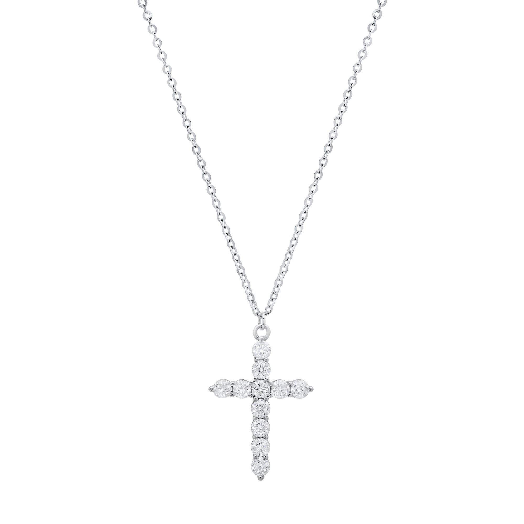 Moissanite Diamond Cross Necklace - Gallery 4