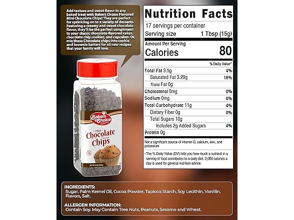 Bakers Choice Mini Choc Chips Non Dairy