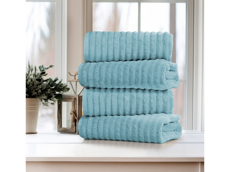 Bibb Home 4PCWAVTOW 4 Pk Ribbed Egyptian Cotton Towel S