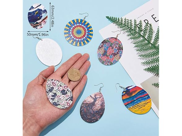 SUNNYCLUE DIY 12 Pairs Wooden Printed
