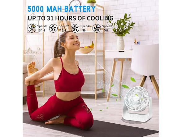 5000mAh 6-inch Desktop Fan for Home