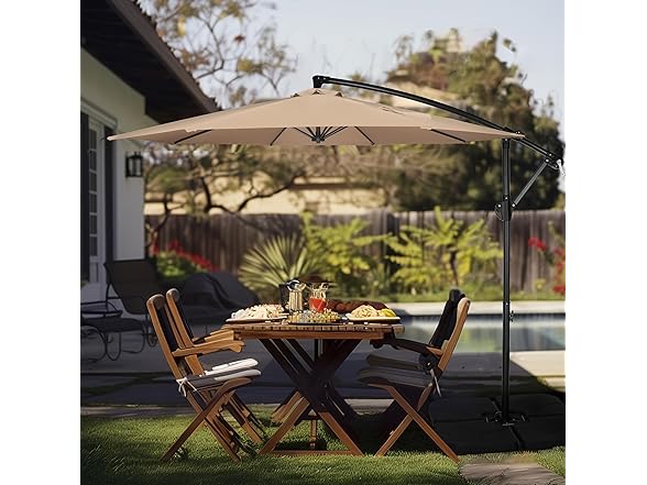 InfiniPower 10ft Cantilever Patio Hanging Umbrella