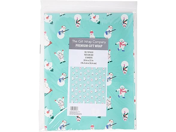 Yeti On Ice Gift Wrap Paper 30" x 23"