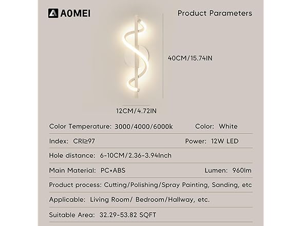 AOMEI White S-Shaped Wall Sconce
