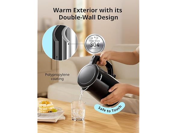 COMFEE' Stainless Steel Electric Kettle 1.5L, Black
