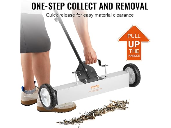 50Lbs Rolling Magnetic Sweeper with Wheels