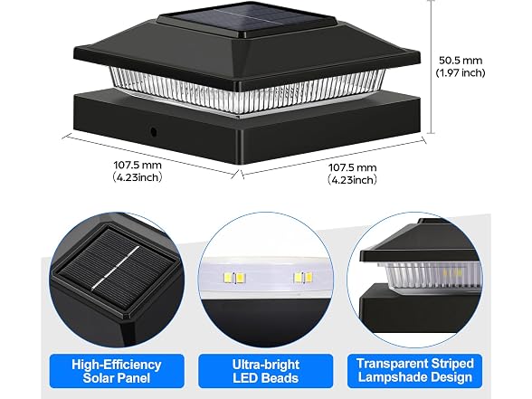 Brightever Solar Post Cap Black 16-Pack