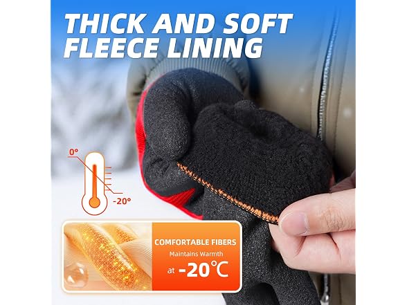 Winter Work Gloves, 3 Pairs, XL