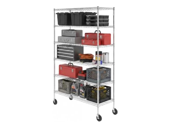 SafeRacks NSF 6-Tier Steel Wire Rack w/Wheels (18"x48"x72")