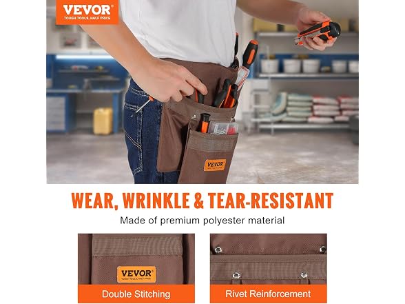 13 Pockets Tool Belt, Adjusts from 29 Inches