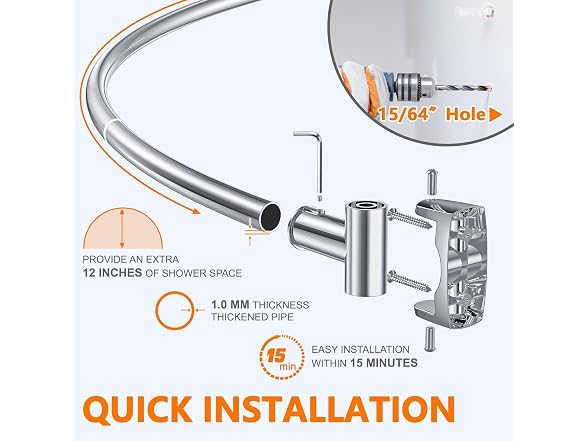 Curved Shower Curtain Rod, Adjustable 45-72 Inches
