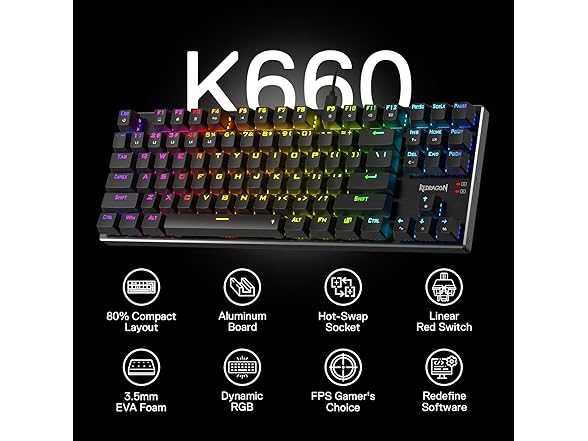Redragon K660 TKL RGB Wired Gaming Keyboard