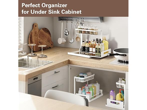 VUSIGN 2 Tier Under Sink Organizer, Slide Out