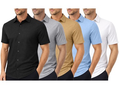 $32.99 5Pk Mens S/S Knit Button Down Shirt dealfomo