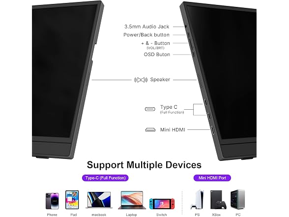 GEESUU Portable Monitor 15.6" FHD IPS