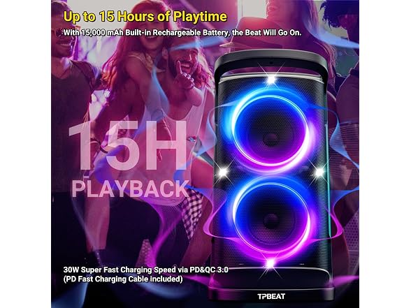 QxbJoy 160W Portable Bluetooth Speaker