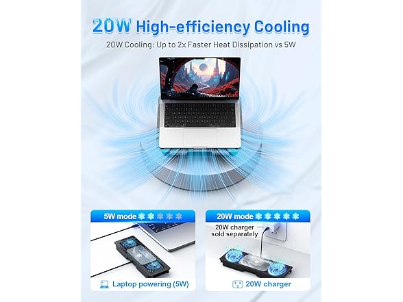 Laptop Cooling Pad with Detachable Fan & Cooler