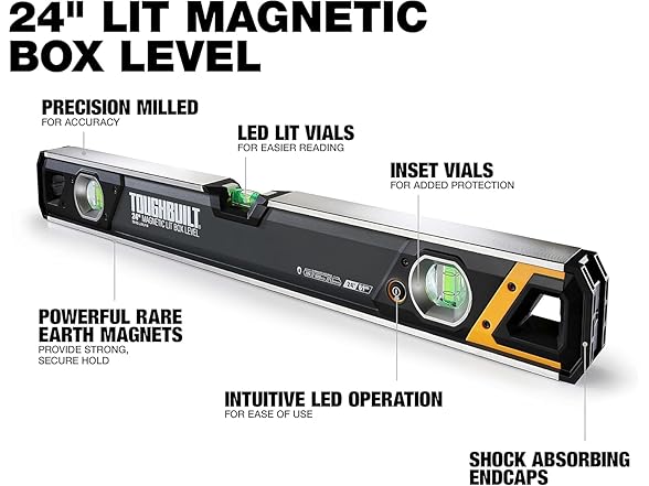 ToughBuilt TB-H2-L-24LH-M 24" Magnetic Lit Box Level - C