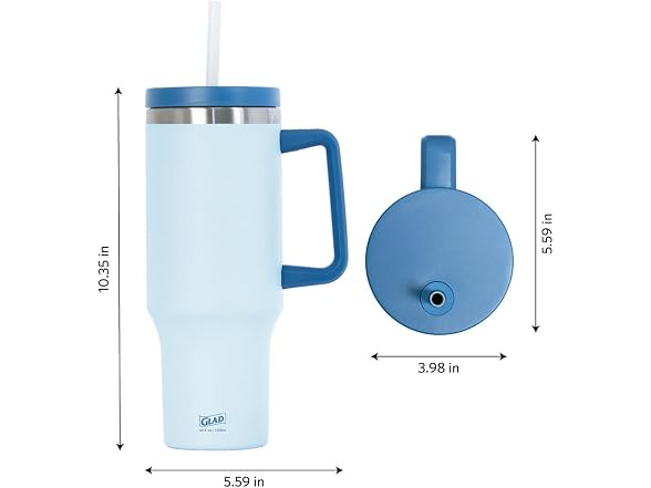 Glad Pioneer Stainless Steel Tumbler with Lid and Straw  40oz, Blue