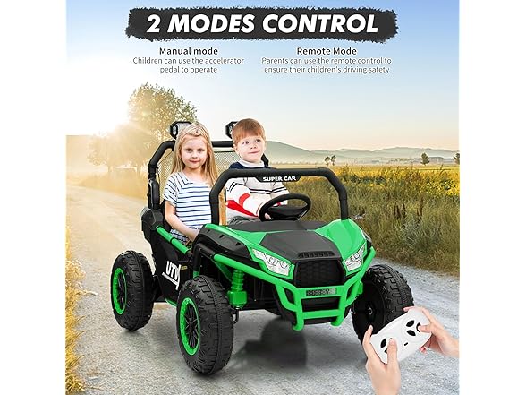 24V 2 Seater Ride On Car, XXXL Off-Road Utv for Kids Green