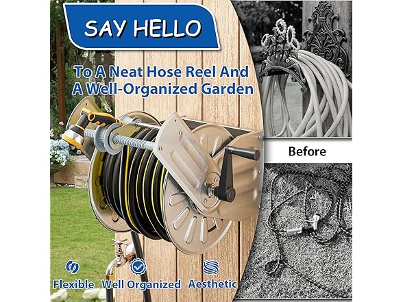 GREENER Stainless Steel Hose Reel - Choose Size