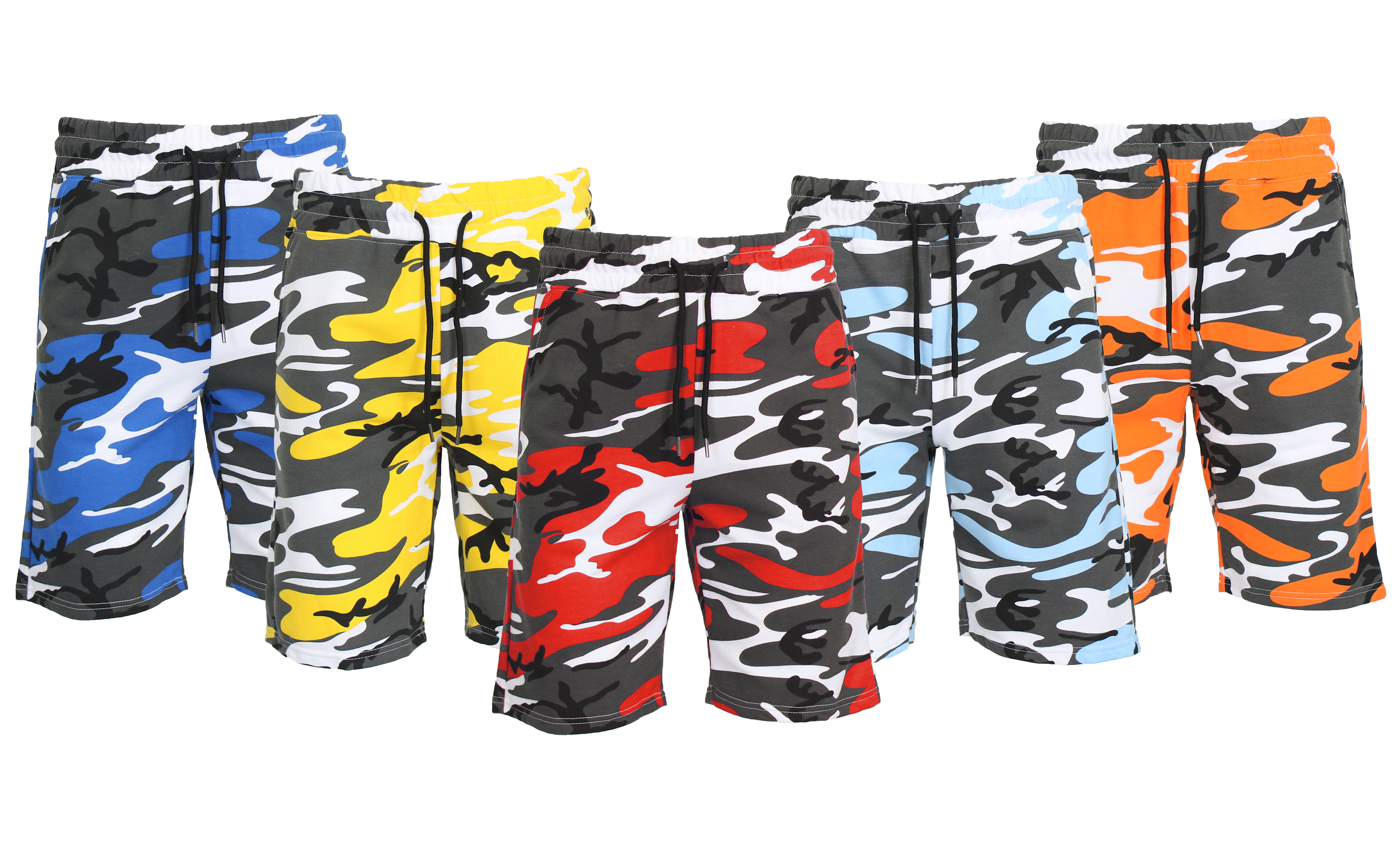 1 & 3Pk Mens French Terry Camo Shorts - Gallery 15