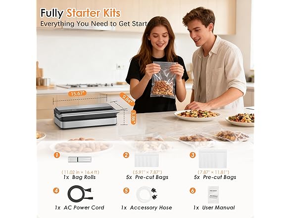 VUSIGN Vacuum Sealer Machine with Strong -85KPA Suction