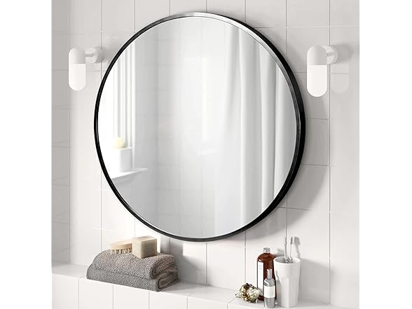 NeuType Round Mirror (Black, 32" x 32")