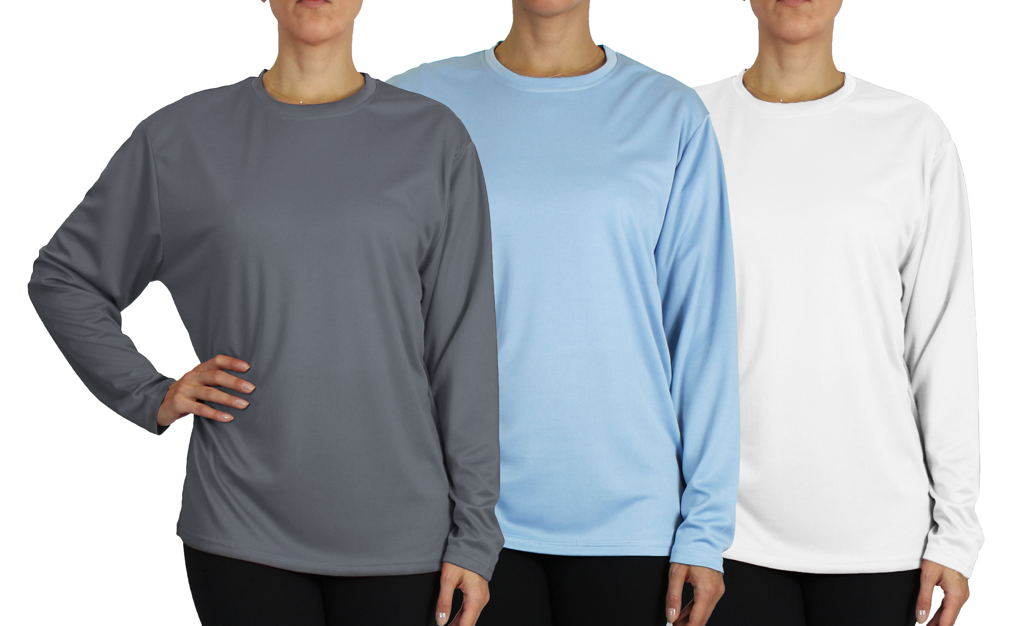 3Pk Womens L/S Loose Fit Performance Shirt - Gallery 16