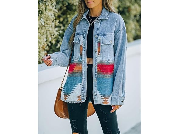 Unilexi Women (XL) Jacket Aztec Button Down Jean