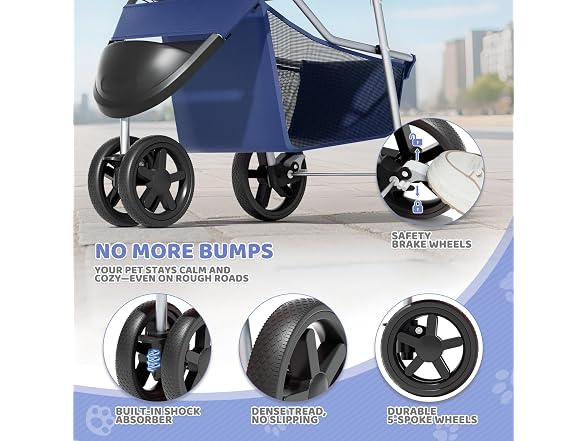 Magshion 3-Wheel Pet Stroller, Foldable Trave