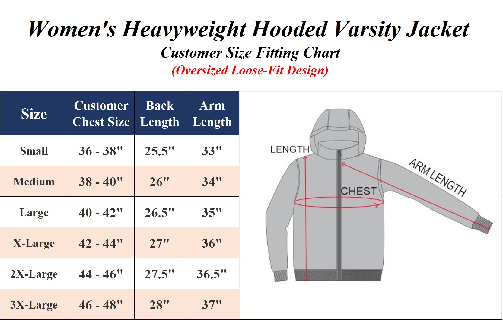 Womens Oversized Heavyweight Hooded Varsity Jacket - Gallery 20