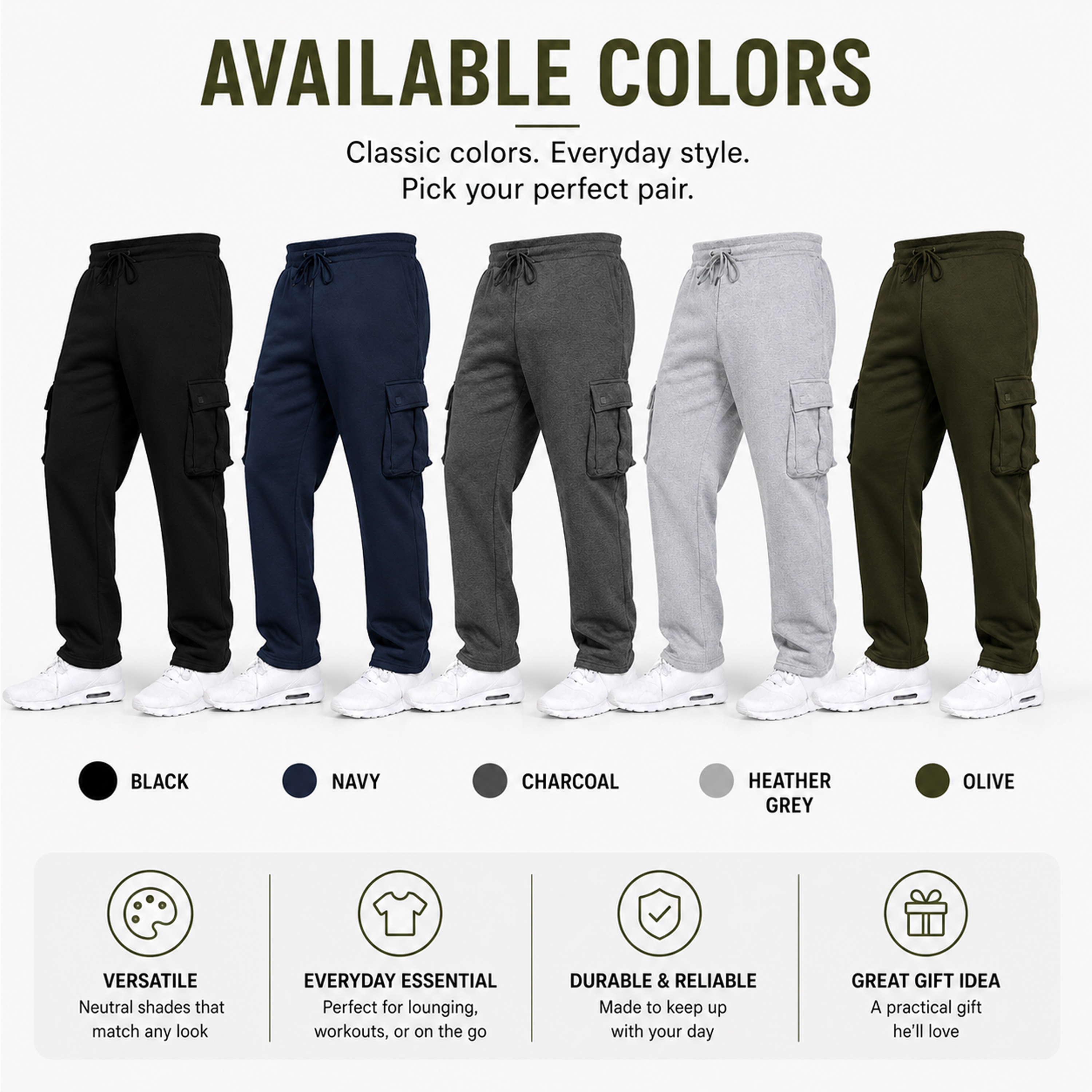 3Pk Mens Open Bottom Fleece Sweatpants - Gallery 18
