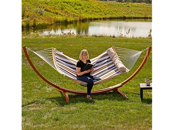 Sunnydaze Outdoor Hammock with Spreader Bar Calming Desert