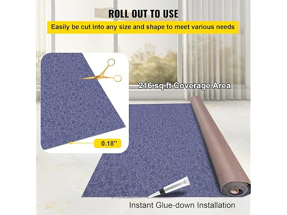VEVOR Deep Blue Marine Carpet 5.9 ft x