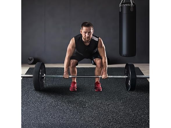 0.56 Inch Thick Gym Floor Mats, 6 Tiles Rubber