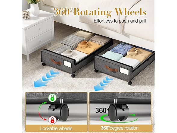 Grey Under the Bed Storage 2 Pack