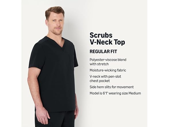 Amazon Basics Men Scrubs V-neck Top - Gallery 4