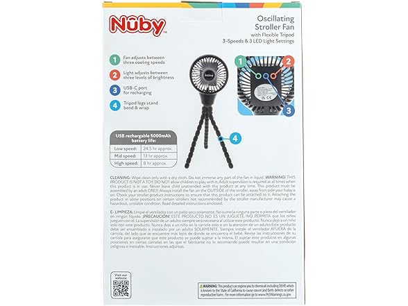 Nuby Oscillating Adjustable Stroller Fan