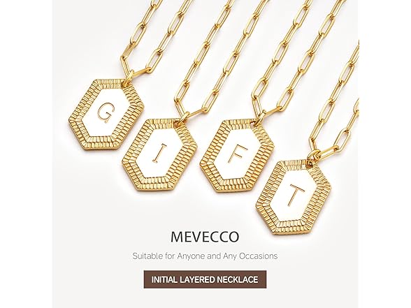 MEVECCO Dainty Gold Initial Necklace (K)